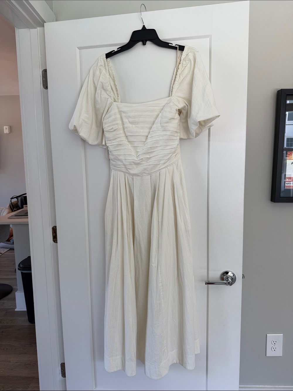 Women’s Free People Ivory Puff-Sleeve Midi Dress